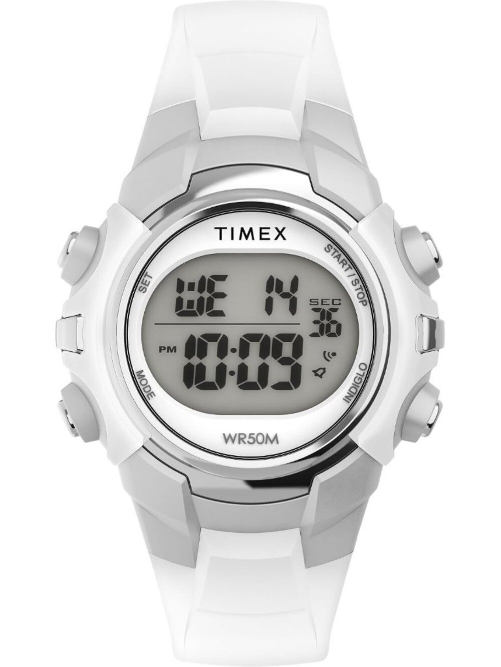 Unisex White/Silver-Tone/Digital Dial 33mm Silicone Strap Quartz Wrist Watches